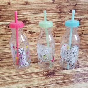 Disney Animators’ Collection Drink Bottle Set Rupunzel Frozen Tinker Belle Cup